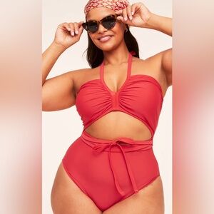 Lettie Contour Plus Adore Me Swimsuit in Terracotta Orange